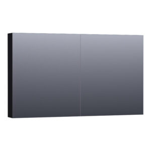 Saniclass Plain Spiegelkast - 120x70x15cm - 2 links/rechtsdraaiende spiegeldeuren - MDF - mat zwart SK-PL120MZ