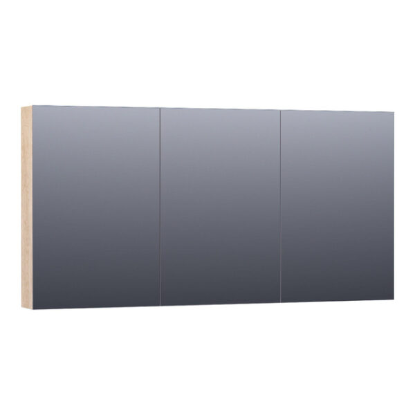 saniclass plain spiegelkast 140x70x15cm 3 links en rechtsdraaiende spiegeldeuren mfc legno calore sw392969