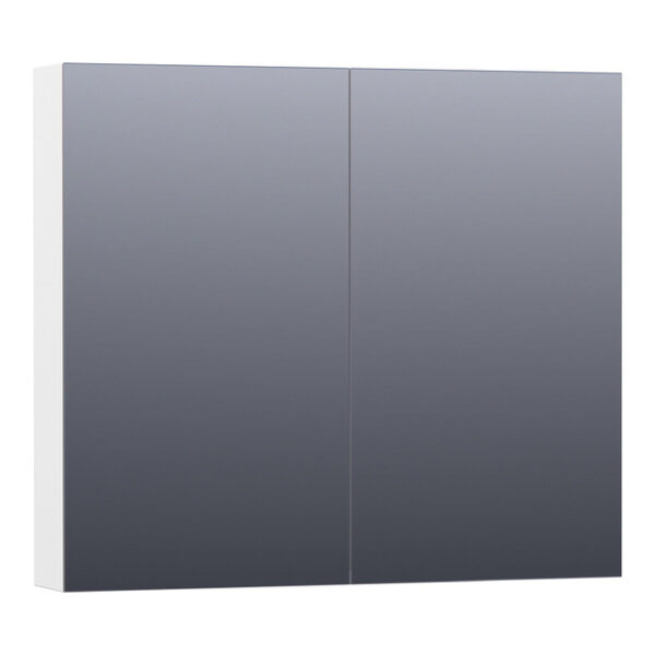 Saniclass Plain Spiegelkast - 80x70x15cm - 2 links/rechtsdraaiende spiegeldeuren - MDF - mat wit SK-PL80MW