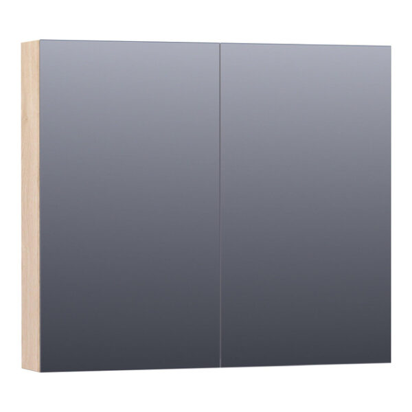 Saniclass Plain Spiegelkast - 80x70x15cm - 2 links/rechtsdraaiende spiegeldeuren - MFC - legno calore SK-PL80LC