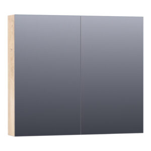 Saniclass Plain Spiegelkast - 80x70x15cm - 2 links/rechtsdraaiende spiegeldeuren - MFC - sahara SK-PL80SH