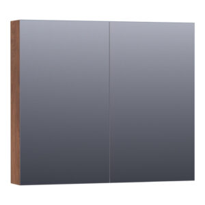 Saniclass Plain Spiegelkast - 80x70x15cm - 2 links/rechtsdraaiende spiegeldeuren - MFC - viking shield SK-PL80VS
