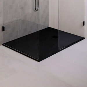 Saniclass Relievo Crag Douchebak - 100x160cm - antislip - antibacterieel - mineraalmarmer - mat zwart DB-RC100x160Z