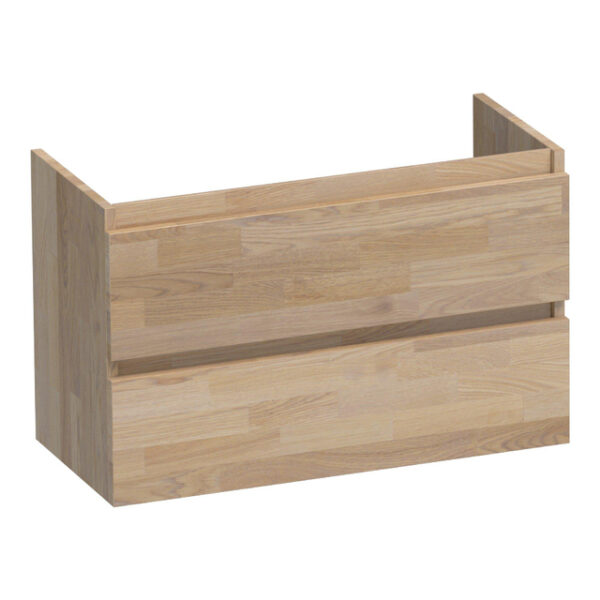 Saniclass Solution Small Wastafelonderkast - 80x39x50cm - 2 softclose greeploze lades - 1 sifonuitsparing - hout - grey oak OK-NWS80SGO