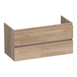 saniclass solution wastafelonderkast 100x46x50cm 2 softclose greeploze lades 1 sifonuitsparing hout grey oak sw393183