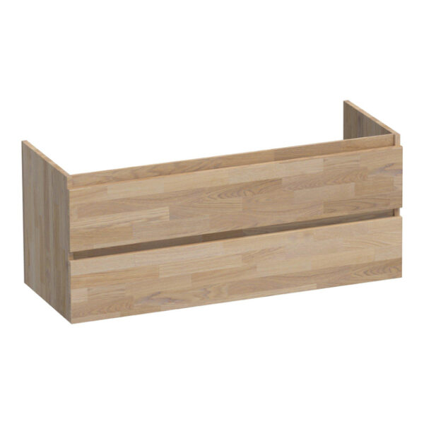 saniclass solution wastafelonderkast 120x46x50cm 2 softclose greeploze lades 2 sifonuitsparing hout grey oak sw393155