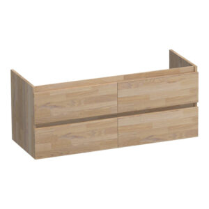 saniclass solution wastafelonderkast 120x46x50cm 4 softclose greeploze lades 2 sifonuitsparing hout grey oak sw393208