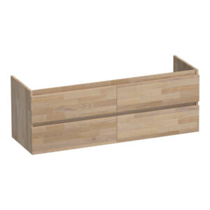 Saniclass Solution Wastafelonderkast - 140x46x50cm - 4 softclose greeploze lades - 2 sifonuitsparing - hout - grey oak OK-NWS140GO