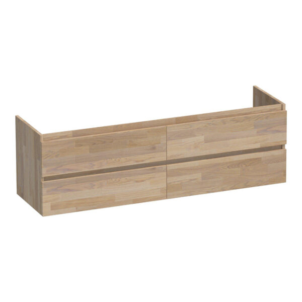 saniclass solution wastafelonderkast 160x46x50cm 4 softclose greeploze lades 2 sifonuitsparing hout grey oak sw393096