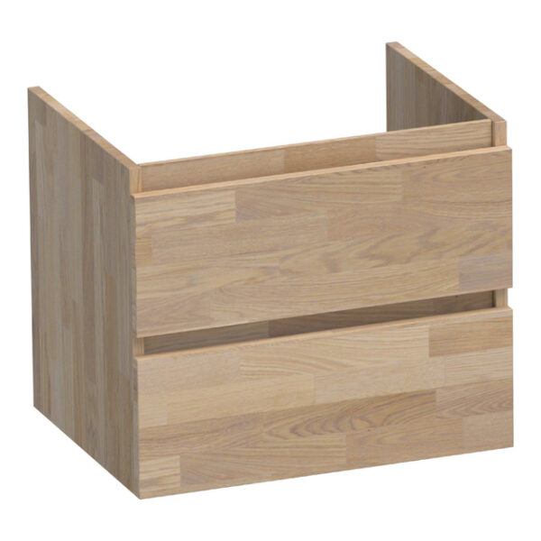 Saniclass Solution Wastafelonderkast - 60x46x50cm - 2 softclose greeploze lades - 1 sifonuitsparing - hout - grey oak OK-NWS60GO