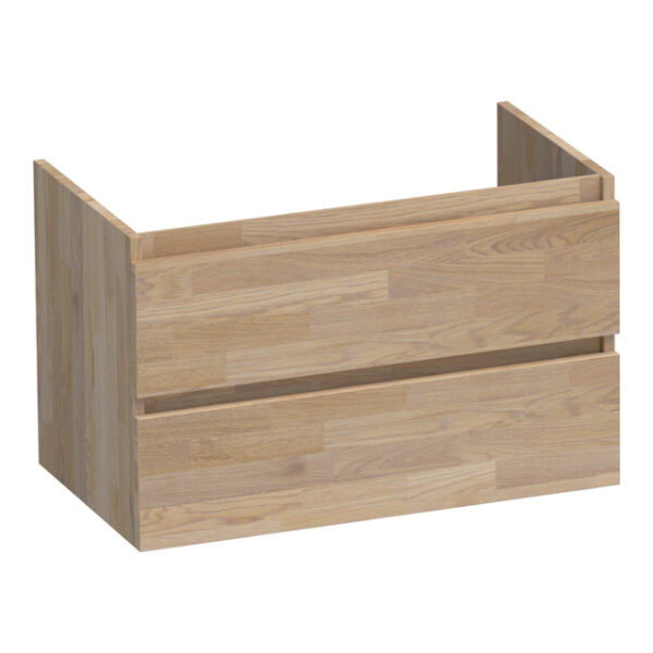 Saniclass Solution Wastafelonderkast - 80x46x50cm - 2 softclose greeploze lades - 1 sifonuitsparing - hout - grey oak OK-NWS80GO