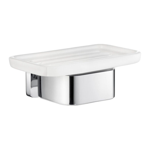 Smedbo Ice SoftCube Zeepschaal - 12x5x8.8cm - zelfklevend / boren - Massief messing Chroom/Porcelein OK442P