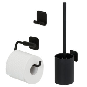 tiger colar toiletaccessoireset toiletborstel met houder toiletrolhouder zonder klep handdoekhaak zwart sw877224