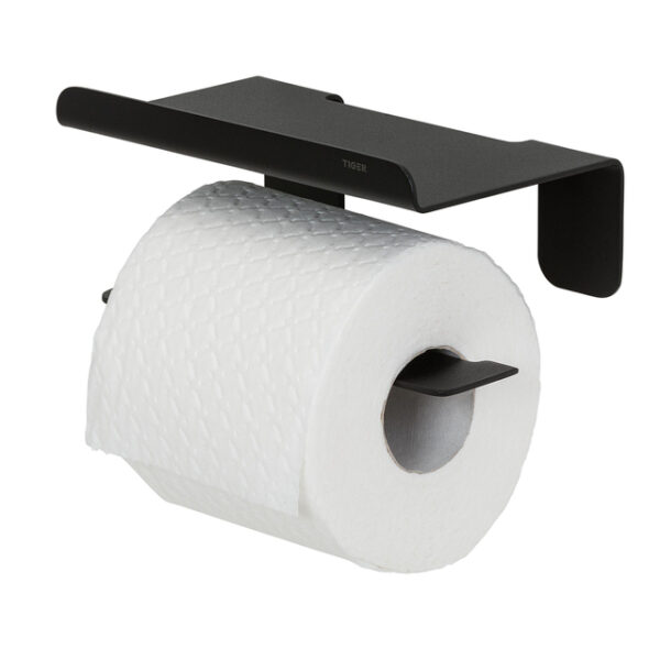 Tiger Colar Toiletrolhouder met planchet Zwart 1314230746