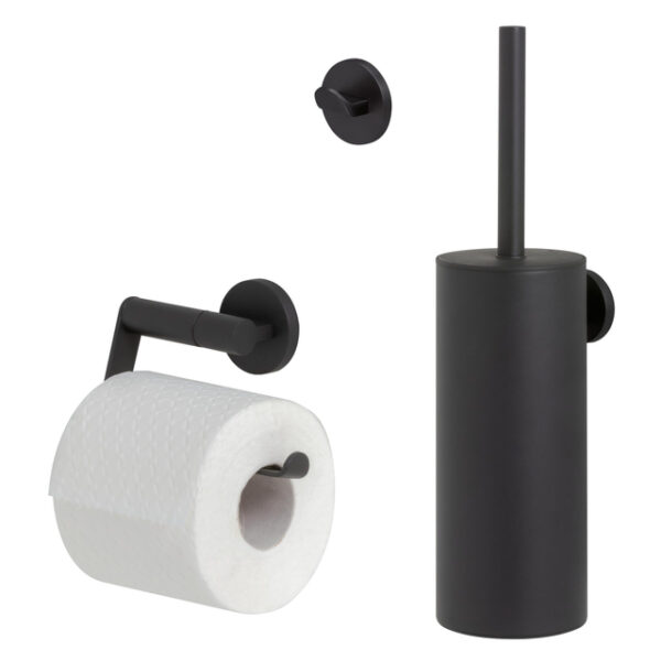 tiger noon toiletaccessoireset toiletborstel met houder toiletrolhouder zonder klep handdoekhaak zwart sw877361