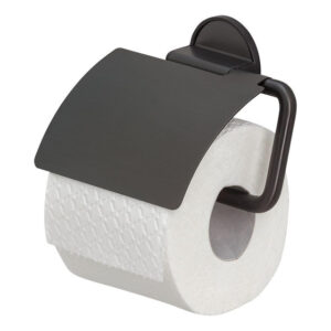 Tiger Tune Toiletrolhouder met klep Zwart metaal geborsteld / Zwart 15x12.3x3.3cm 1326638946