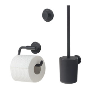 Tiger Urban Toiletaccessoireset Toiletborstel met houder Toiletrolhouder zonder klep Handdoekhaak Zwart 1316900703