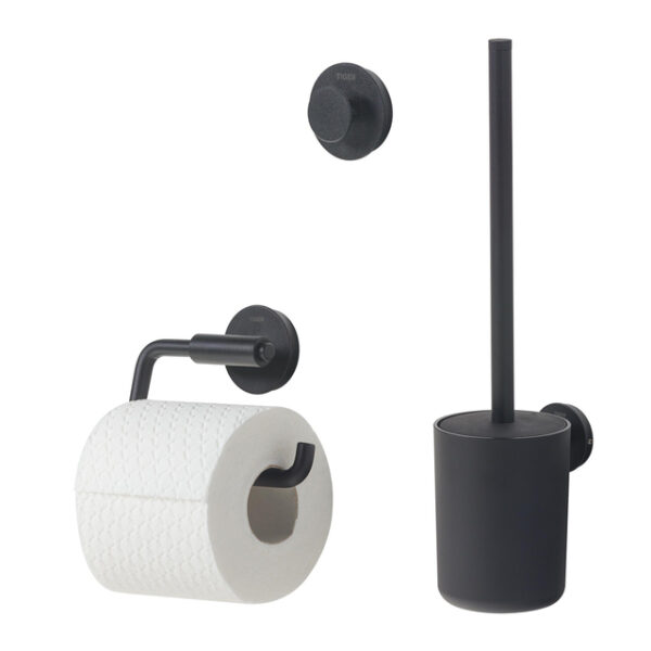 tiger urban toiletaccessoireset toiletborstel met houder toiletrolhouder zonder klep handdoekhaak zwart sw877657