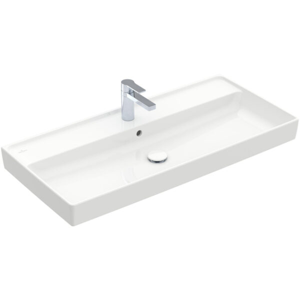 villeroy boch collaro meubelwastafel 100x47cm met overloop 1 kraangat ceramic wit sw358336