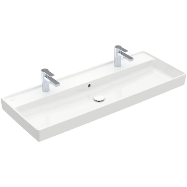 villeroy boch collaro meubelwastafel 120x47cm met overloop 2 kraangaten wit sw358328