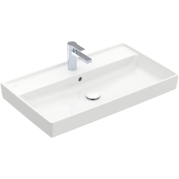 Villeroy & Boch Collaro meubelwastafel onderzijde geslepen 80x47cm met overloop 1 kraangat wit 4A338G01