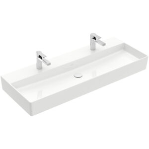 Villeroy & Boch Memento 2.0 wastafel onderzijde geslepen 120x47cm zonder overloop 2 kraangaten ceramic+ wit 4A22CGR1