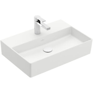 Villeroy & Boch Memento 2.0 wastafel onderzijde geslepen 60x42cm zonder overloop 1 kraangat ceramic+ stone white 4A226LRW