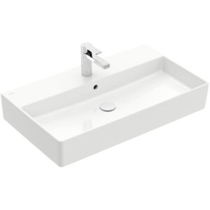 Villeroy & Boch Memento 2.0 wastafel onderzijde geslepen 80x47cm met overloop 1 kraangat wit 4A228G01 4A228G01