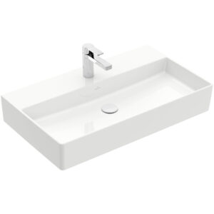 Villeroy & Boch Memento 2.0 wastafel onderzijde geslepen 80x47cm zonder overloop 1 kraangat ceramic+ wit 4A228LR1