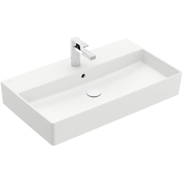 villeroy boch memento 2.0 wastafel voor handdoekhouders 80x47cm met overloop 1 kraangat ceramic stone white sw336052