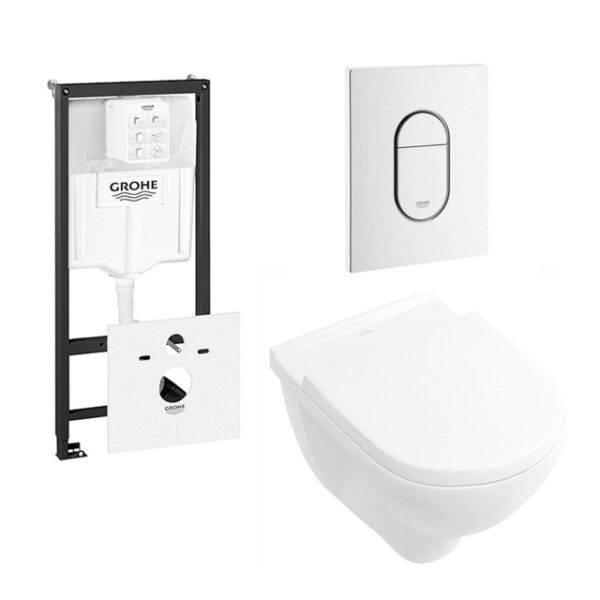 villeroy boch o.novo closet met grohe reservoir inclusief cosmopolitan wc bedieningsplaat wit sw450876