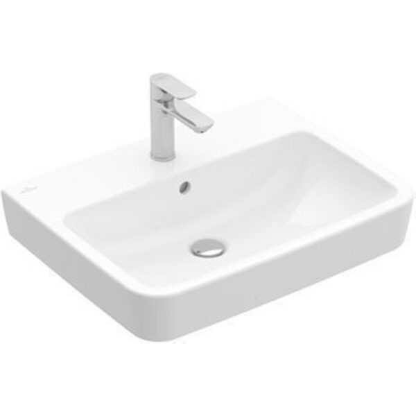 villeroy boch o.novo wastafel 60x46x17.5cm rechthoek 1 kraangat met overloopgat wit alpin glans ceramic sw702126