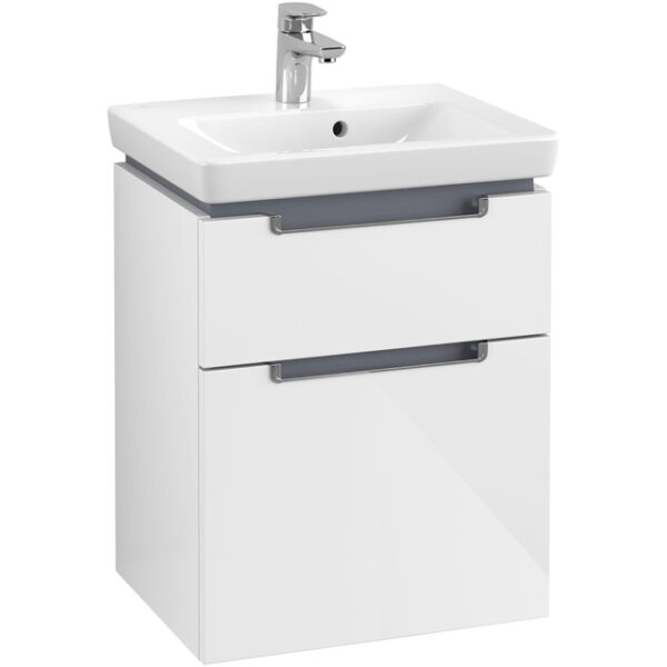 villeroy boch subway 2.0 wastafelonderkast 48.5x59cm 2 lades glossy white sw479810