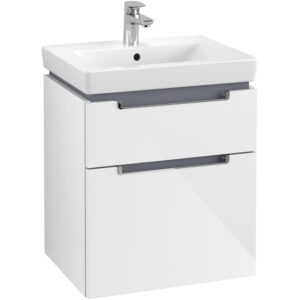 Villeroy & Boch Subway 2.0 wastafelonderkast 53.7x59cm 2 lades Glossy white A90810DH