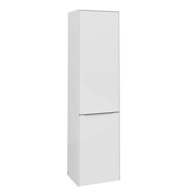 villeroy boch subway 3.0 badkamerkast opbouw 45x35x170cm 1 rechtsdraaiende softclose deur aluminium glanzende greep spaanplaat brilliant white sw706811