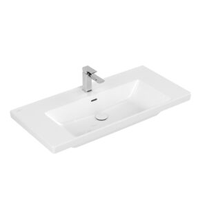 villeroy boch subway 3.0 meubelwastafel 100x47cm 1 kraangat met overloop wit sw641634