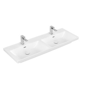 Villeroy & Boch Subway 3.0 meubelwastafel 130cm 2 krgt met overloopC+ stone white 4A71D5RW