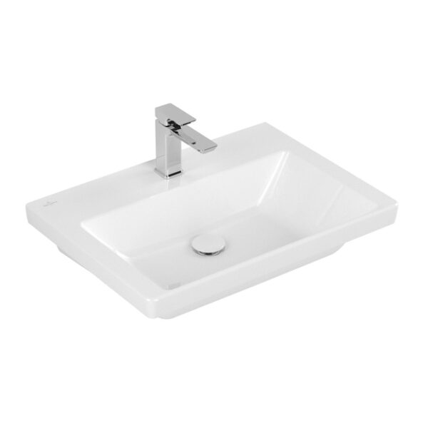 Villeroy & Boch Subway 3.0 meubelwastafel 65x47x16.5cm Rechthoek 1 kraangat zonder overloopgat Wit Alpin glans Ceramic 4A706601