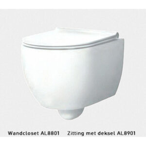 Xenz Gio wandcloset diepspoel Spoelrandloos 50.5x35cm zonder zitting Glans Wit AL8801-01