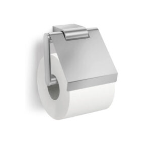 Zack Atore toiletrolhouder met klep 12.4x12.4x5.4cm RVS Mat 40415