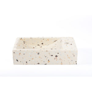 Adema fontein - 40x22x10cm - rechthoek - kraangat rechts - terrazzo - mat beige 220x400x100 Small L/R Terrazzo