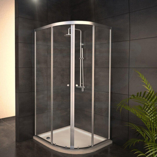 Adema Glass douchecabine 90x90x189cm kwartrond met 2 schuifdeuren helder glas inclusief douchebak 4cm sw1208/sw23852