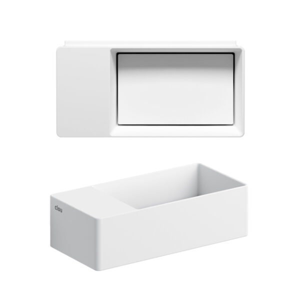 Clou New Flush 3 fontein 35x18cm inclusief afvoerplug met afvoerplaat voorbewerking voor kraangat links Wit mat CL/03.13432.02