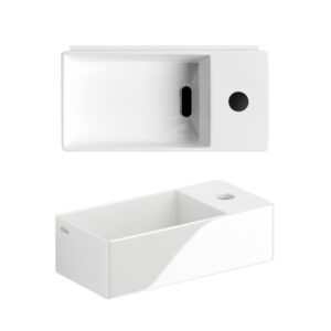 Clou New Flush 3 fontein 35x18cm inclusief plug met kraangat keramiek glanzend wit CL/03.03430.01