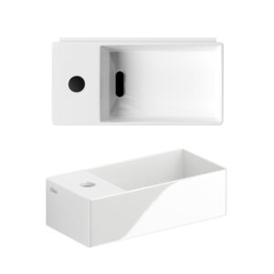 Clou New Flush fontein 35x18cm inclusief plug met kraangat links Keramiek Wit CL/03.03432.01