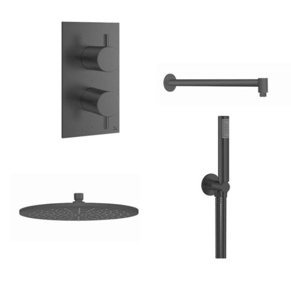 Crosswater MPRO Regendoucheset inbouw - 30cm hoofddouche - wandarm staafhanddouche - gunmetal SW385437 SW927984 SW928181 SW928250 SW927989