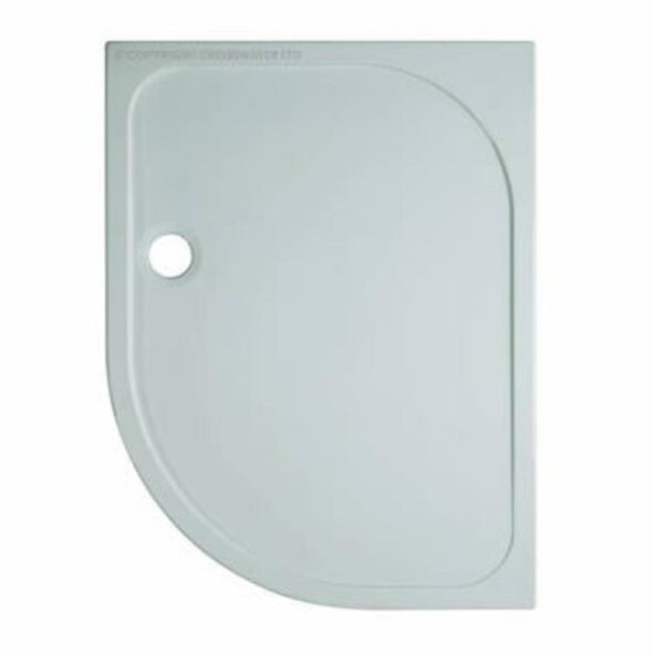 Crosswater Shower Tray douchebak 90x120x4.5cm offset links 90mm afvoer kwartrond polybeton wit SRQ91200LH