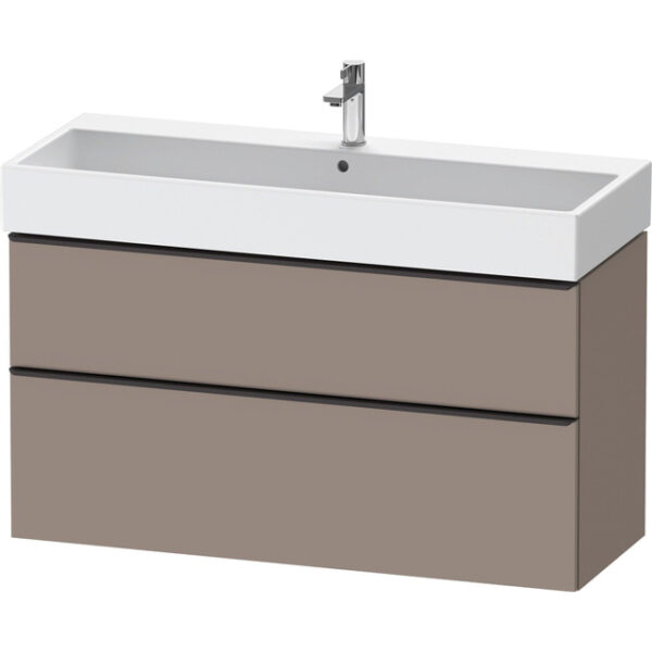 Duravit D-Neo wastafelonderkast 118.4x62.5x44.2cm 2 lades Basalt Mat de437504343