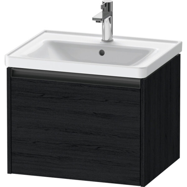 Duravit Ketho 2 wastafelonderbouwkast met 1 lade 58.4x45.5x44cm met greep antraciet eiken zwart mat K25081016160000