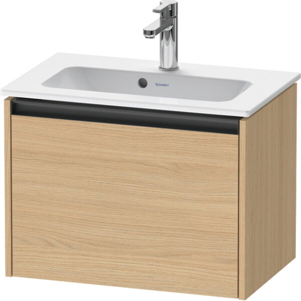 Duravit Ketho 2 wastafelonderbouwkast met 1 lade 61x39x44cm met greep antraciet natuur eiken mat K25055030300000